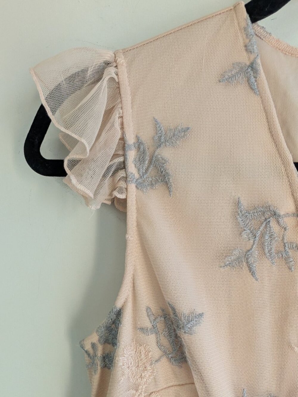Dex Embroidered Sheer Ruffle Sleeve Mini Dress - Picture 6 of 12